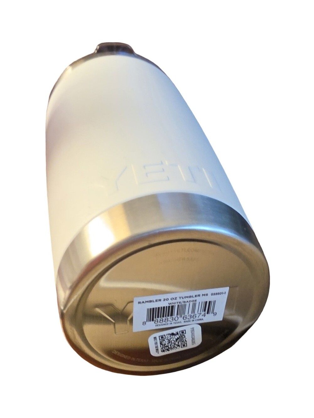 YETI Rambler 20oz Tumbler w magslider Lid "White Badge" New - Picture 6 of 11